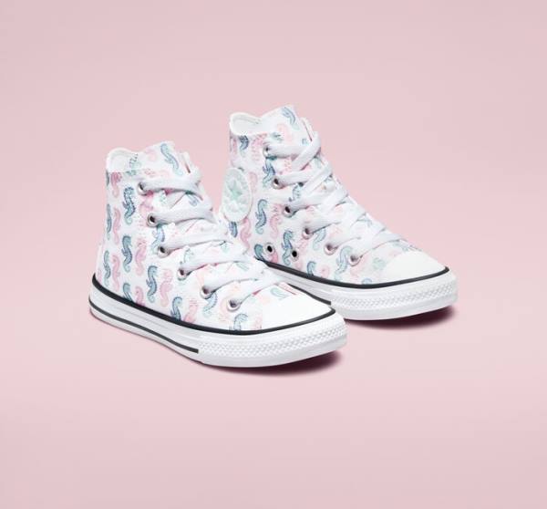 Converse Chuck Taylor All Star Seahorses Sneakers High Hvide Lyserød Lyse | CV-325QYA