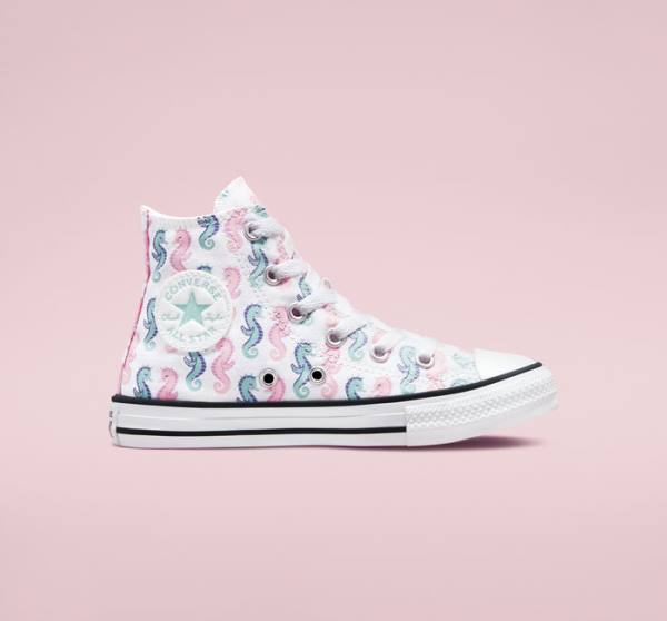 Converse Chuck Taylor All Star Seahorses Sneakers High Hvide Lyserød Lyse | CV-325QYA