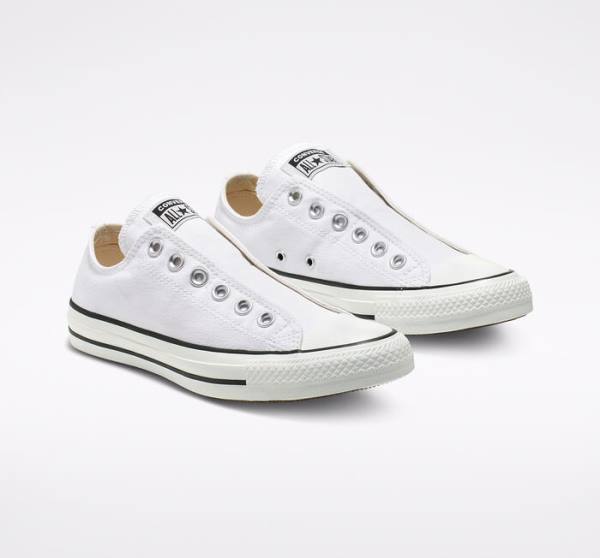 Converse Chuck Taylor All Star Slip Sneakers Low Hvide Sort Hvide | CV-547IDB