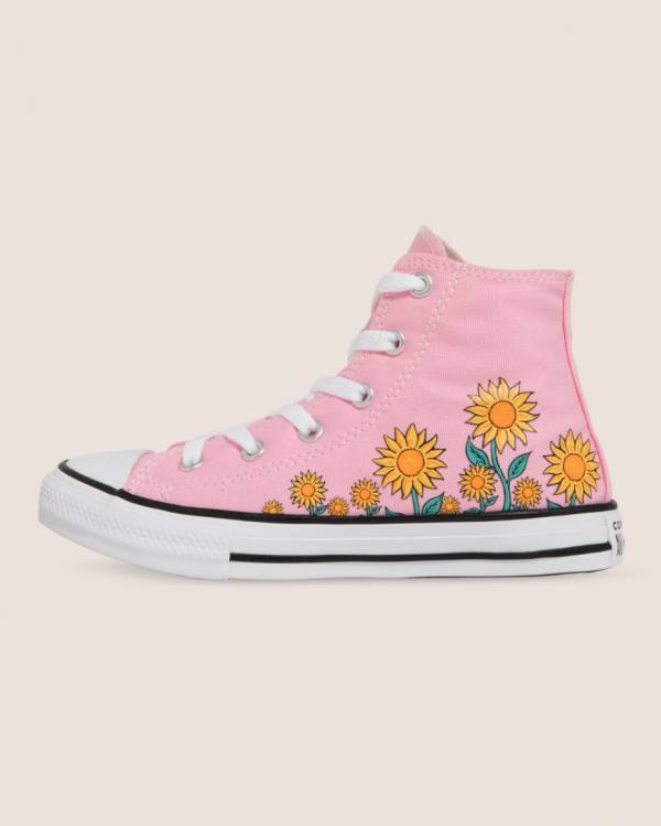 Converse Chuck Taylor All Star Sunflower Print Sneakers High Lyserød | CV-249JKX