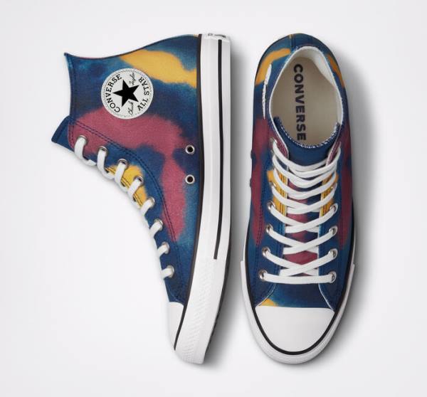 Converse Chuck Taylor All Star Tie-Dye Sneakers High Blå Flerfarvede | CV-159HMK