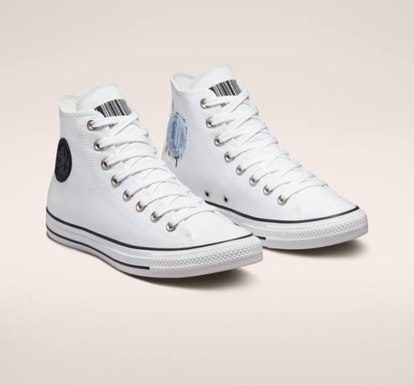 Converse Chuck Taylor All Star Translucent Barcode Sneakers High Hvide Sort Hvide | CV-259LHI