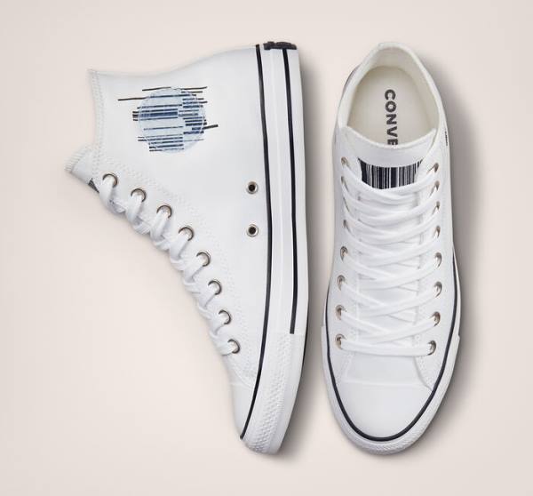 Converse Chuck Taylor All Star Translucent Barcode Sneakers High Hvide Sort Hvide | CV-301RVO