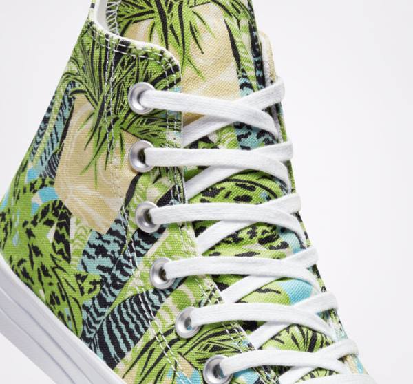 Converse Chuck Taylor All Star Tropical Florals Sneakers High Lysegrøn Hvide | CV-089LWM