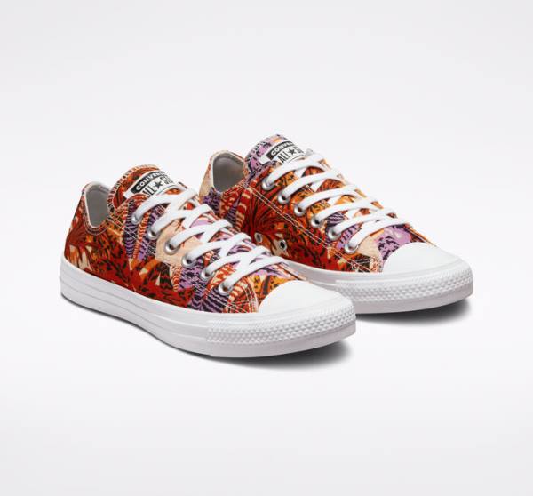 Converse Chuck Taylor All Star Tropical Florals Sneakers Low Orange Sort Hvide | CV-527KPD