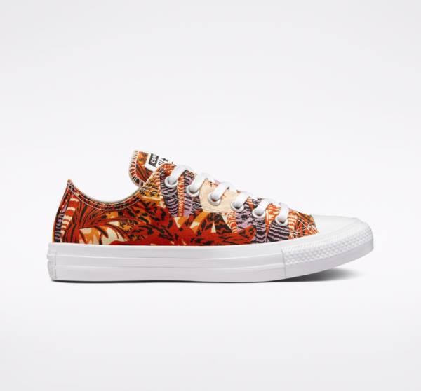 Converse Chuck Taylor All Star Tropical Florals Sneakers Low Orange Sort Hvide | CV-527KPD