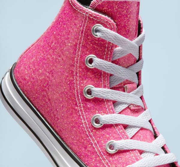 Converse Chuck Taylor All Star Vinter Glitter Sneakers High Lyserød Sort Hvide | CV-083HXQ