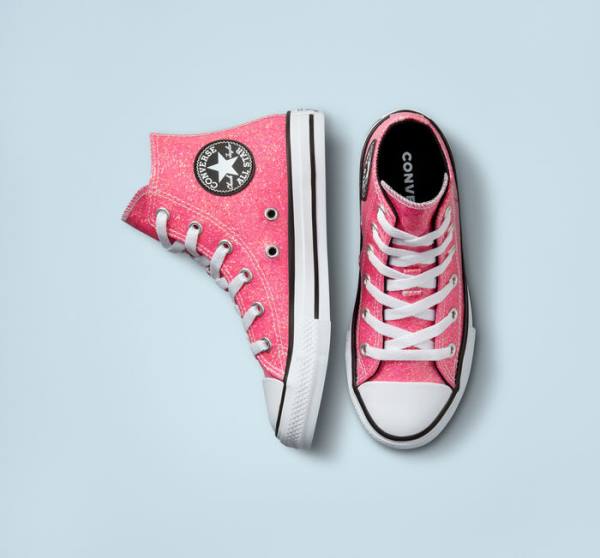 Converse Chuck Taylor All Star Vinter Glitter Sneakers High Lyserød Sort Hvide | CV-083HXQ