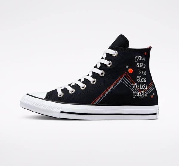 Converse Chuck Taylor All Star You Are On The Right Path Sneakers High Sort Hvide | CV-719UHF