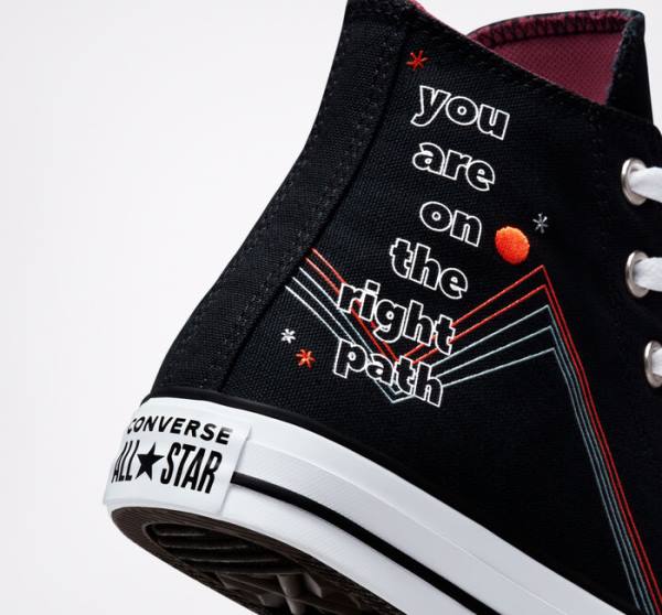 Converse Chuck Taylor All Star You Are On The Right Path Sneakers High Sort Hvide | CV-719UHF