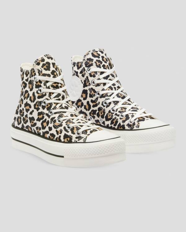 Converse Chuck Taylor Lift Leopard Print Platform Sneakers High Leopard | CV-432GXV