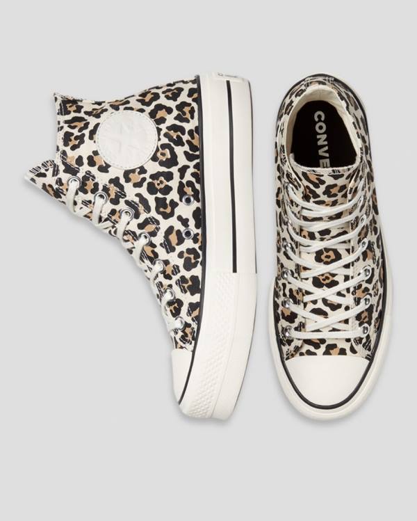 Converse Chuck Taylor Lift Leopard Print Platform Sneakers High Leopard | CV-432GXV