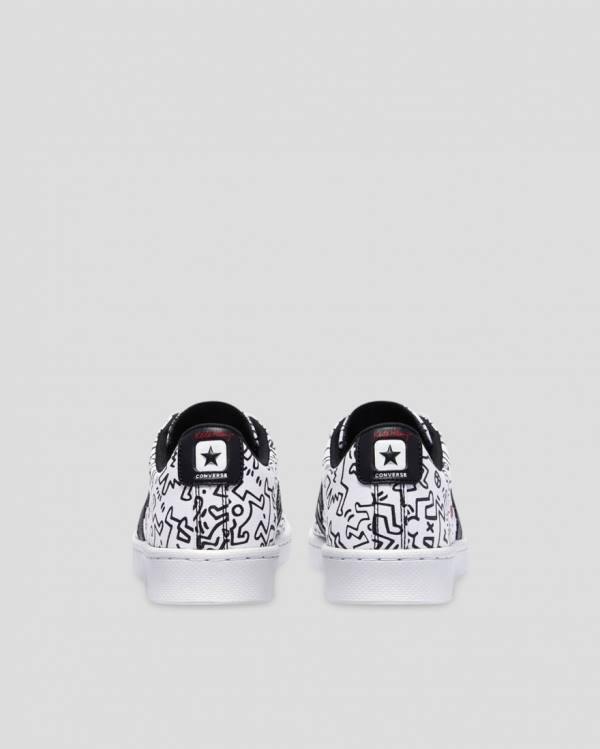 Converse Keith Haring Pro Læder Sneakers Low Hvide Sort Rød | CV-651NJH