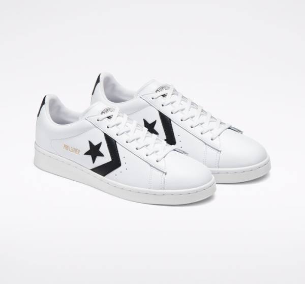 Converse OG Pro Læder Sneakers Low Hvide Sort Hvide | CV-853MTD