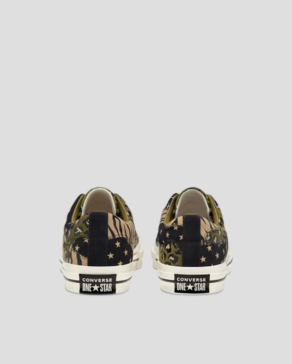 Converse One Star Archive Print Mix Sneakers Low Olivengrøn Leopard | CV-172ARJ