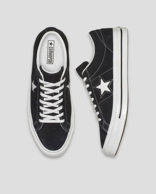 Converse One Star Premium Ruskind Sneakers Low Sort | CV-846XYO