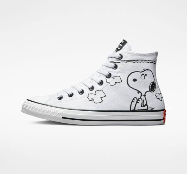 Converse Peanuts Chuck Taylor All Star Sneakers High Hvide Sort Rød | CV-326AIT