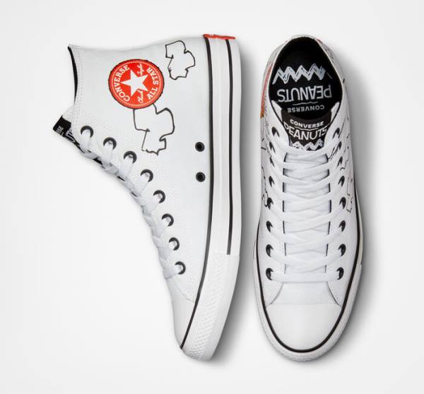 Converse Peanuts Chuck Taylor All Star Sneakers High Hvide Sort Rød | CV-326AIT