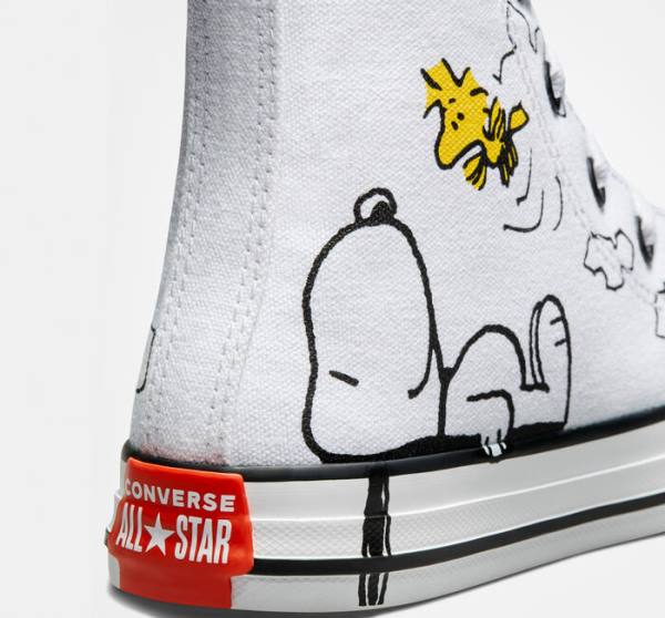 Converse Peanuts Chuck Taylor All Star Sneakers High Hvide Sort Rød | CV-326AIT