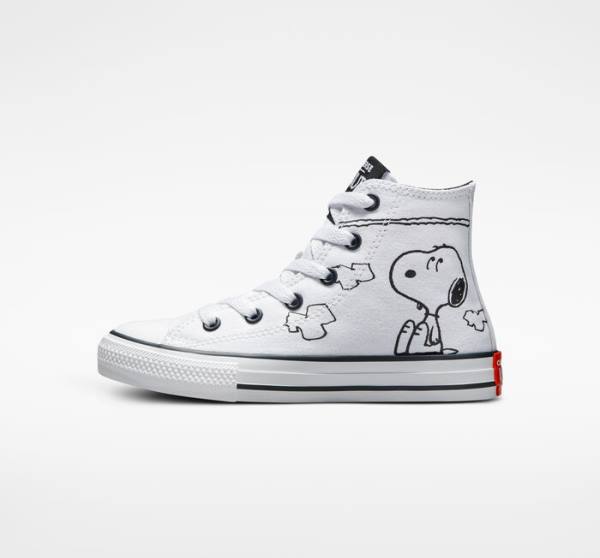 Converse Peanuts Chuck Taylor All Star Sneakers High Hvide Sort Rød | CV-591HMT