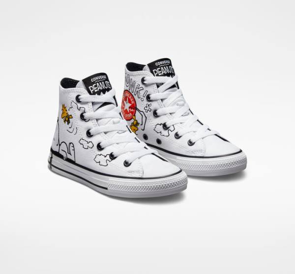 Converse Peanuts Chuck Taylor All Star Sneakers High Hvide Sort Rød | CV-591HMT