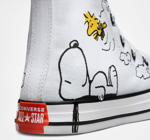 Converse Peanuts Chuck Taylor All Star Sneakers High Hvide Sort Rød | CV-591HMT