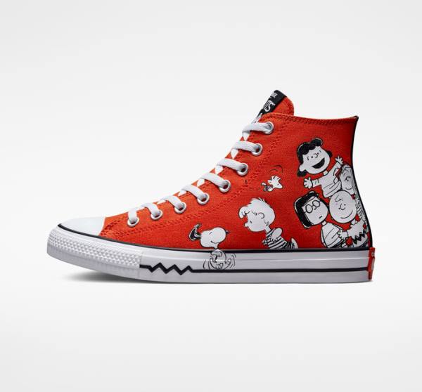 Converse Peanuts Chuck Taylor All Star Sneakers High Rød Sort Hvide | CV-678BFQ