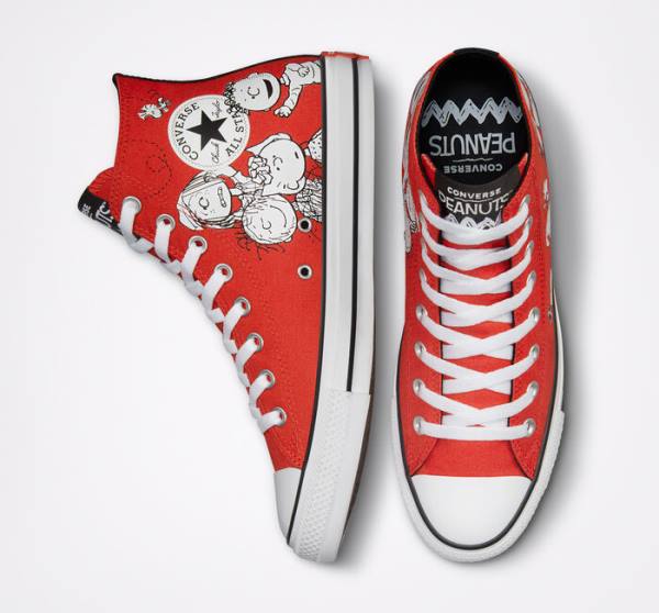 Converse Peanuts Chuck Taylor All Star Sneakers High Rød Sort Hvide | CV-678BFQ