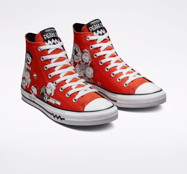 Converse Peanuts Chuck Taylor All Star Sneakers High Rød Sort Hvide | CV-678BFQ