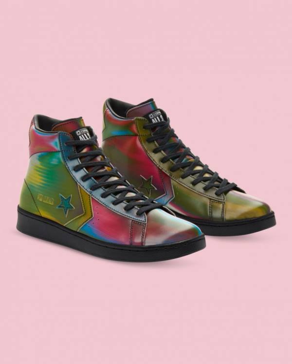 Converse Pro Læder Iridescent Sneakers High Sort | CV-452NKD