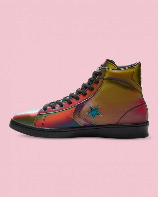 Converse Pro Læder Iridescent Sneakers High Sort | CV-452NKD