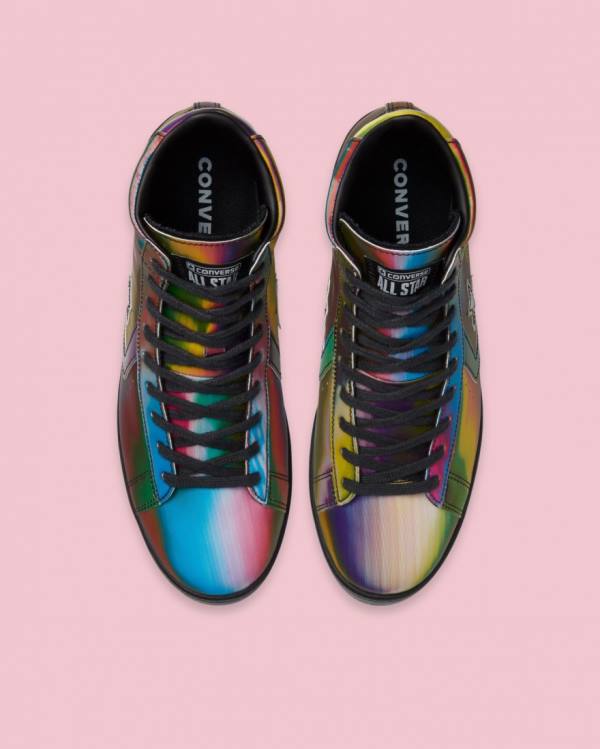 Converse Pro Læder Iridescent Sneakers High Sort | CV-452NKD