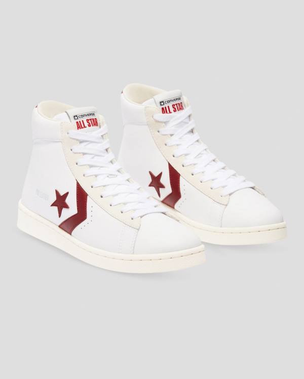 Converse Pro Læder Italy Sneakers High Hvide Rød | CV-094QKX