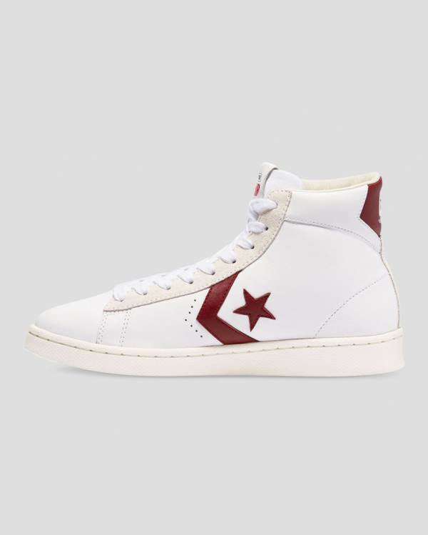 Converse Pro Læder Italy Sneakers High Hvide Rød | CV-094QKX