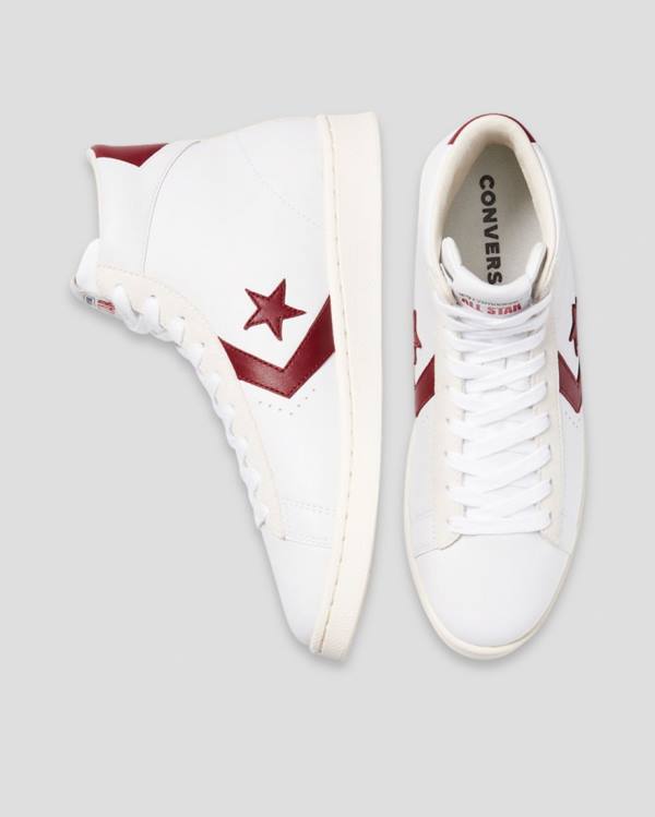 Converse Pro Læder Italy Sneakers High Hvide Rød | CV-094QKX