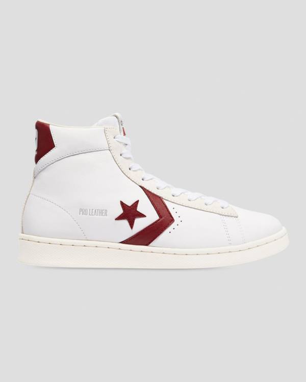 Converse Pro Læder Italy Sneakers High Hvide Rød | CV-094QKX