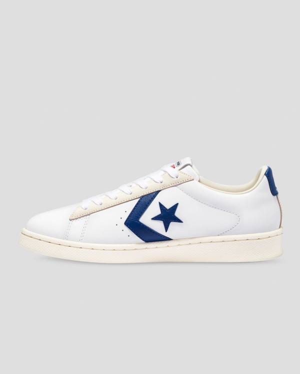 Converse Pro Læder Italy Sneakers Low Hvide Blå | CV-935ESX