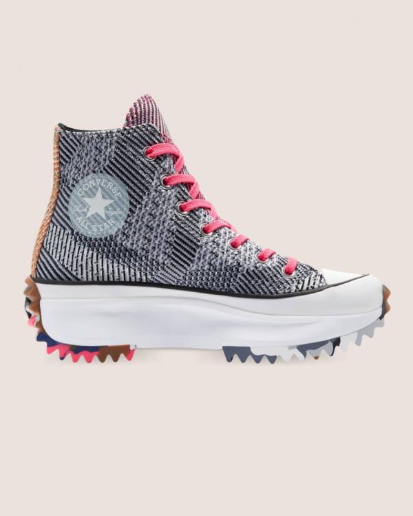 Converse Run Star Hike Knit Print Sneakers High Blå Rød | CV-915TWX