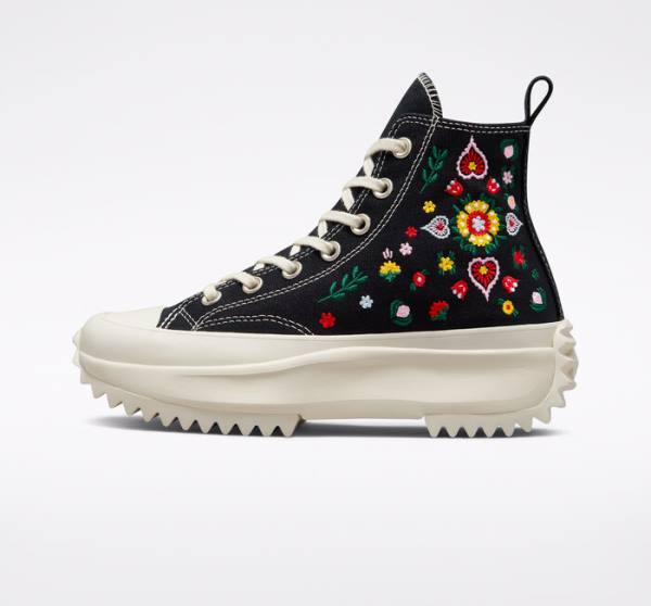 Converse Run Star Hike Platform Floral Embroidery Sneakers High Sort | CV-791DZN