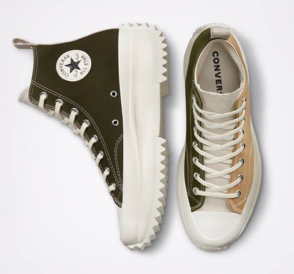 Converse Run Star Hike Platform Tri-Panel Color Block Sneakers High Khaki | CV-236SAH