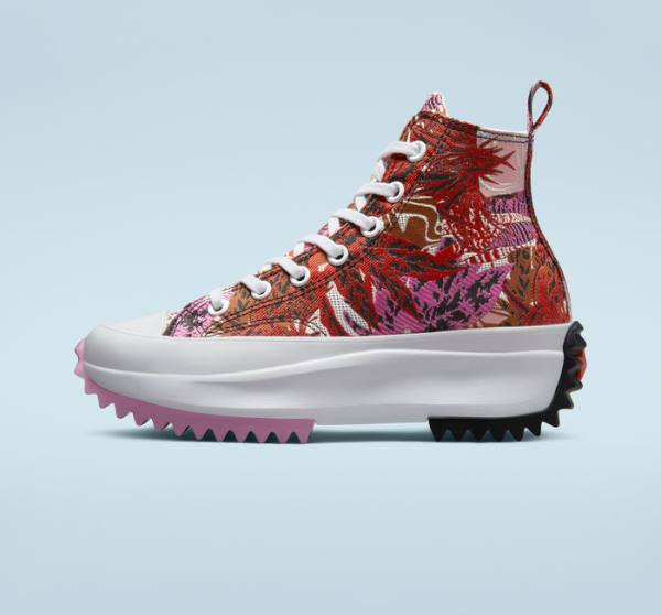 Converse Run Star Hike Platform Tropical Florals Sneakers High Orange Sort Hvide | CV-105DRF