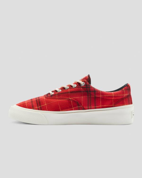 Converse Skidgrip Twisted Plaid Sneakers Low Rød | CV-079PKA