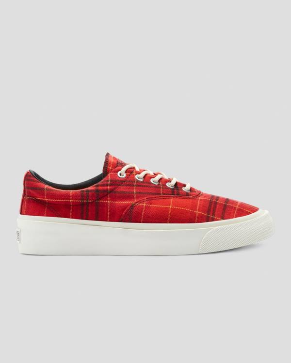 Converse Skidgrip Twisted Plaid Sneakers Low Rød | CV-079PKA