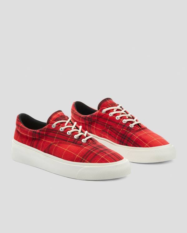 Converse Skidgrip Twisted Plaid Sneakers Low Rød | CV-079PKA