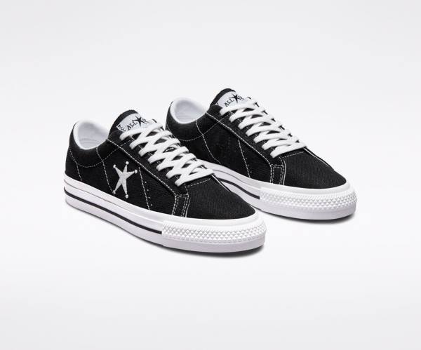 Converse Stussy One Star Sneakers Low Sort Hvide | CV-385RPL