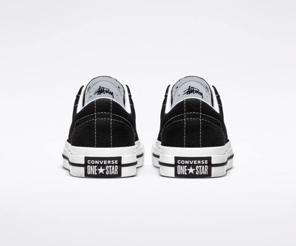 Converse Stussy One Star Sneakers Low Sort Hvide | CV-385RPL